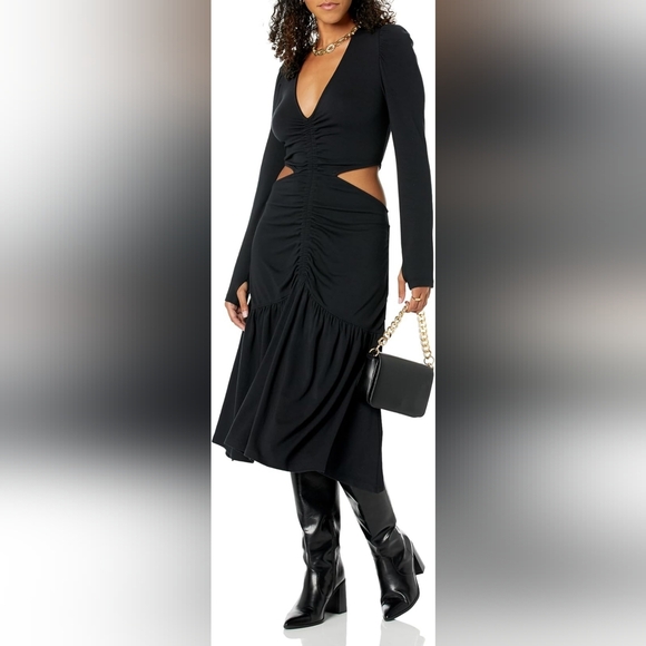 The Drop Women's Black Cut-Out Waist Long Sleeve Dress – Size L – NWT - Picture 4 of 5